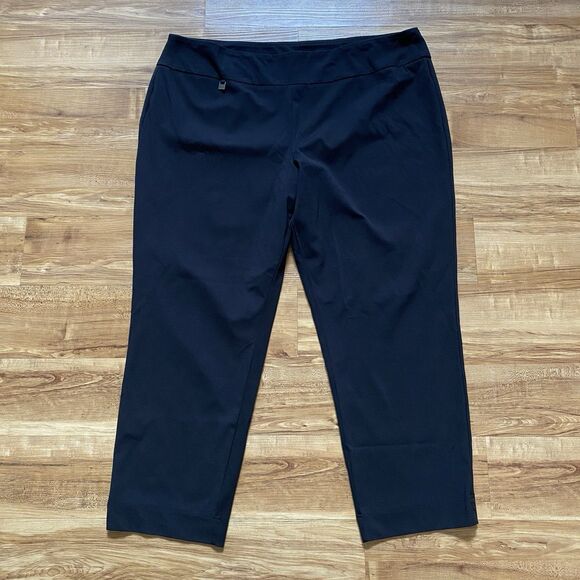 SLIM-SATION Multiples Women's 22W Black High Rise Straight Slimming Ankle Pants - Picture 1 of 13